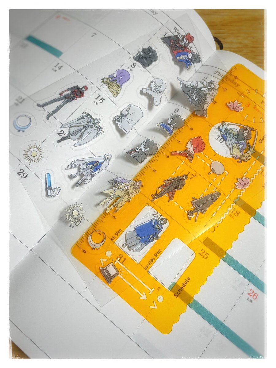 ミュージカルを楽しみにする審神者さまのためのシール!できました!手帳に✨
マチソワ絵もあります☀️🌙
絵柄は不透明加工なので重ねて並べるのも◎ 透明PP
▼BOOTHページ ちょっと本公演前の情緒で簡易ですみません😂💦
https://t.co/ilVlw6h3Hn
直接の方はBOOTHより100円お値引きします!