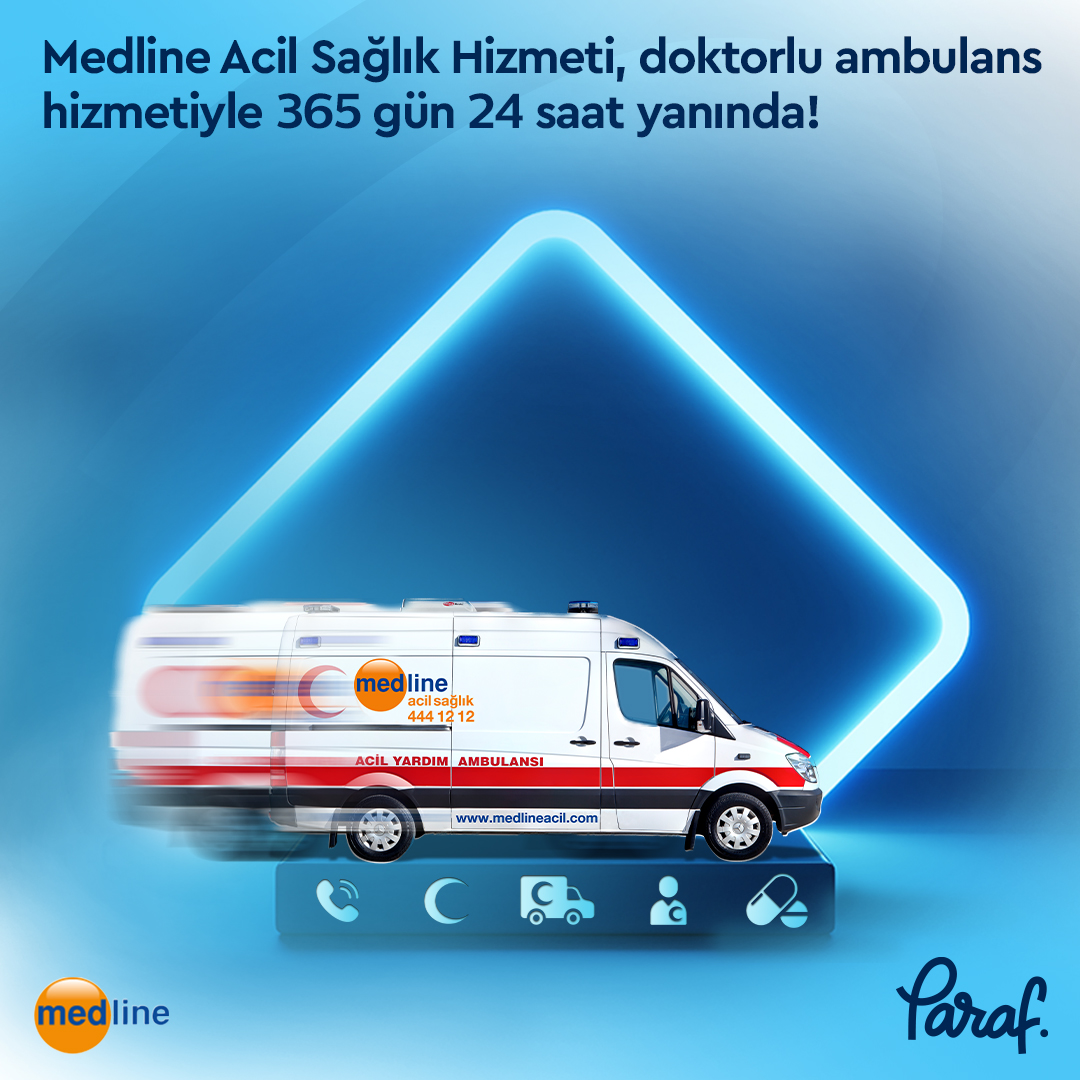 Acil sağlık ihtiyaçlarında Paraf hep yanında! Paraf'lılar, Türkiye genelindeki Medline network kapsamında 365 gün 24 saat Medline Acil Sağlık ile doktorlu ambulans hizmetlerinden yararlanıyor, geleceğe sağlıkla bakıyor! Ayrıntılar web sitemizde.