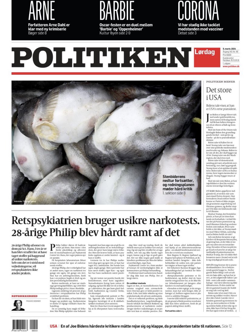 MadsDuus's tweet photo. Stenbideren er på forsiden af @politiken igen i går.

Fangsterne ser endnu mere horrible ud i år ift. sidste år. Alle siger stop fiskeriet og fred stenbideren. Nu!

Hvad gør ministeren? Indfører en kvote, der er dobbelt så stor, som den forventede fangst i år🤦‍♂️ https://t.co/KdKBD2PoO6