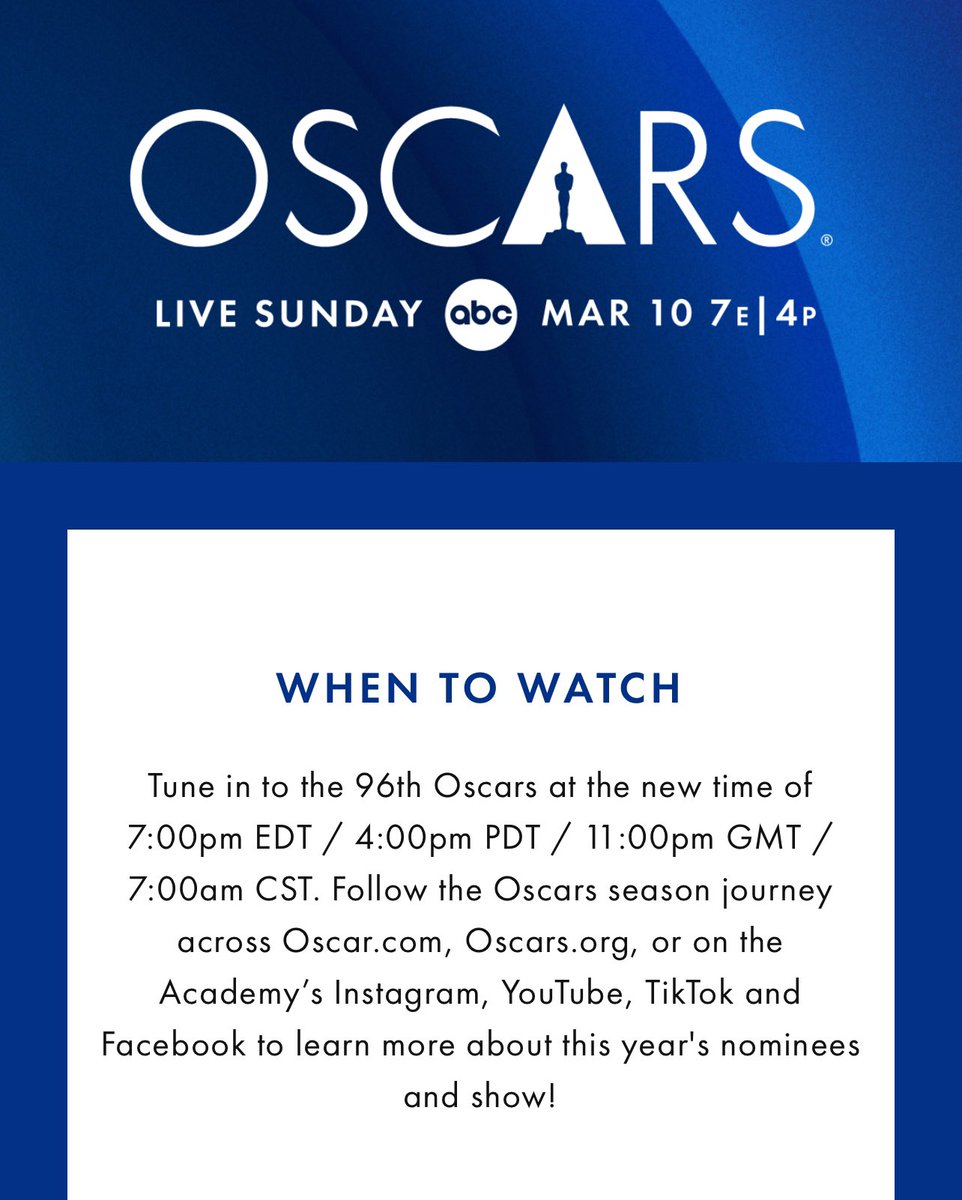 Hey @BBCNews, the #Oscars starts at 11pm GMT (not midnight 😉) and you can watch it all LIVE and FREE from 10.15pm on ITV1 and follow the red carpet action LIVE from 9pm on @ITVX