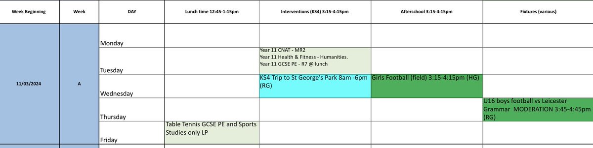 What’s on in PE this week! ⚽️ 🏓 📖