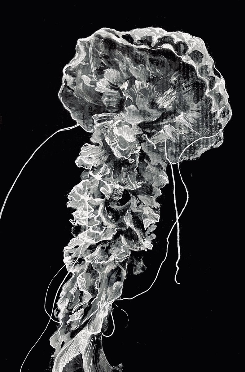 「絵の具でクラゲ【1時間】 」|タカハシシオンのイラスト