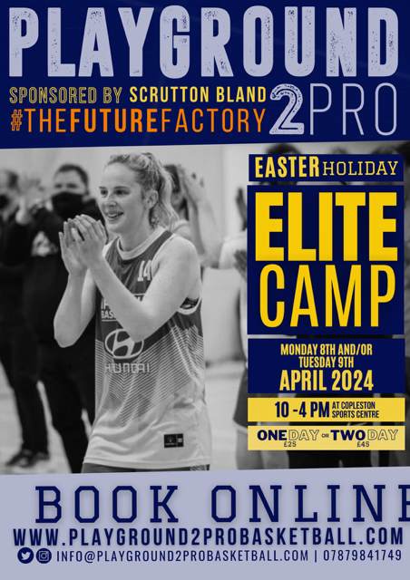 Playground2Pro's tweet photo. We are now taking bookings for our Easter Holiday Activities.

Can and work with the @bballengland East Region Children's Coach of the Year Danny Manning and the @NBLengland National Cup Final MVP Harriet Welham

Book Here: https://t.co/9s4FAazxCq

#TheFutureFactory https://t.co/bvoCv5TJB5