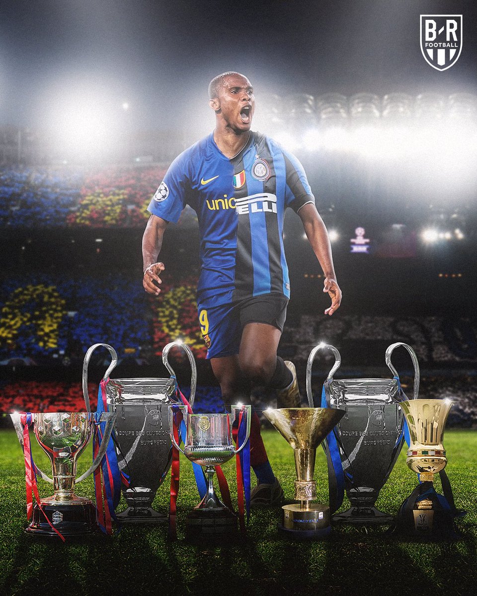 brfootball's tweet photo. The only player to win back-to-back trebles with two different clubs.

Celebrating legendary striker Samuel Eto’o on his birthday 👏 https://t.co/60WocdzGPV