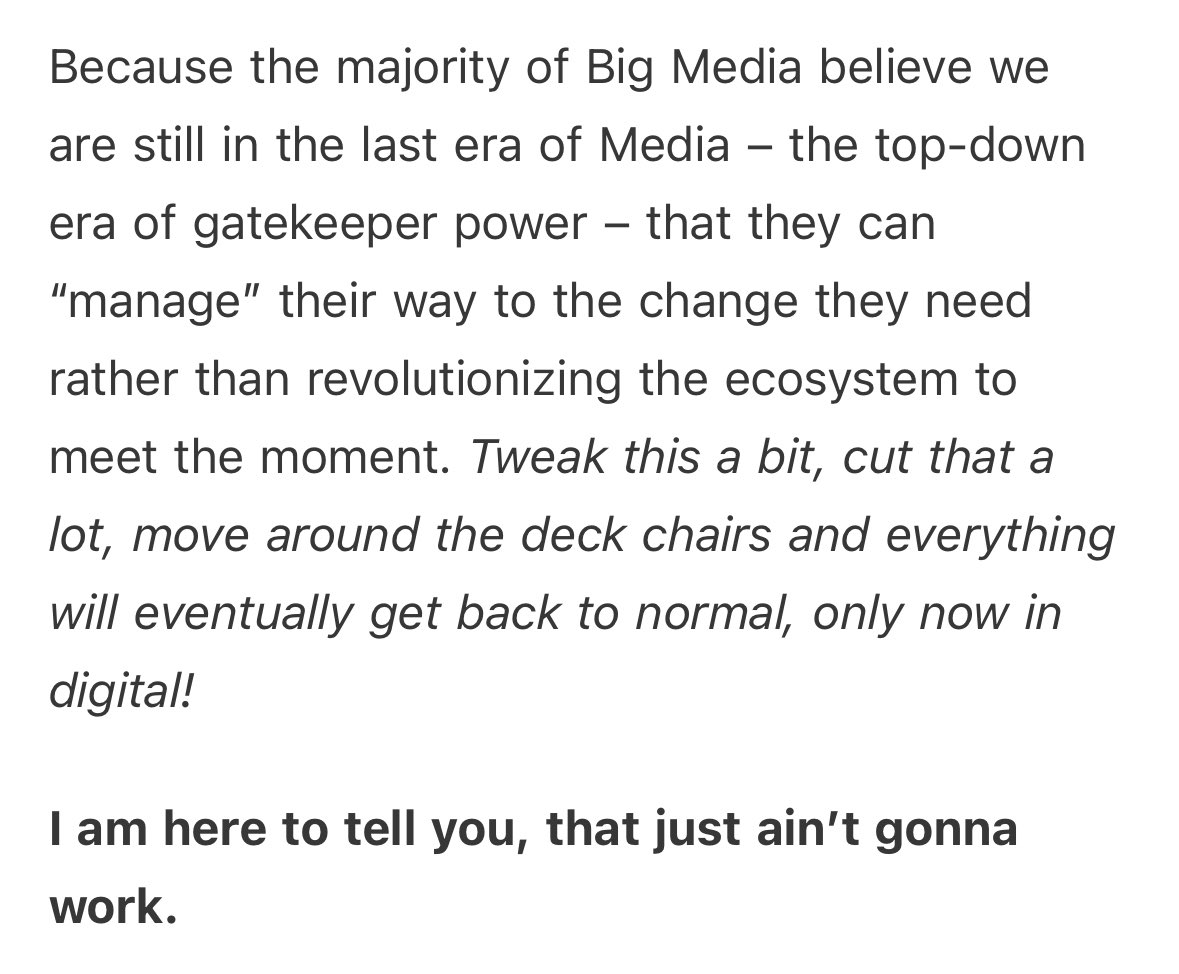 “We are and have been in a new era of Media: The User Centric Era. This new age is defined by the ultimate power of the audience, not the gatekeepers.