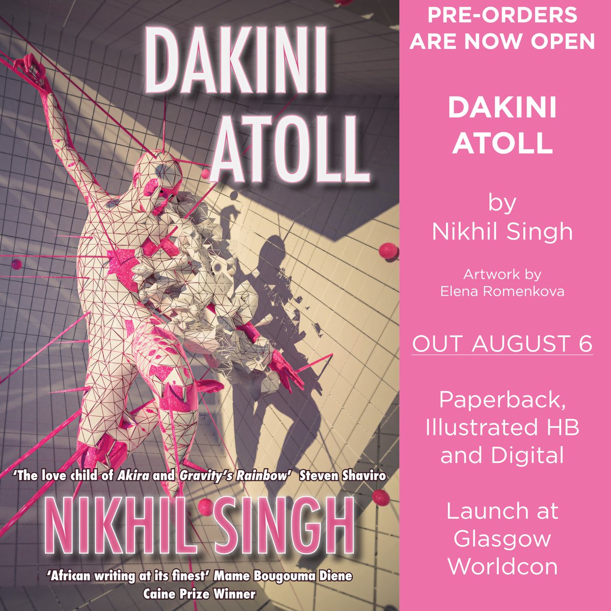 Pre-orders are now open for Dakini Atoll, by Nikhil Singh! Join us for this fast-paced, tech-driven, metaphysical #Cyberpunk novel. Set in the near future, in Johannesburg, New York, London, Saudi Arabia and Holographic Reality! lunapresspublishing.com/novels