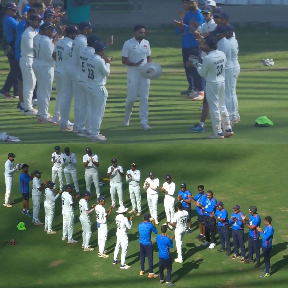 A well-deserved guard of honour for @dhawal_kulkarni, playing his last game for Mumbai. A true servant of the Mumbai Cricket Association, leading the attack for countless seasons! 👏🏏 9️⃣5️⃣ First-class matches 2️⃣8️⃣1️⃣ First-class wickets ▶️ One ten-wicket haul ▶️ Fifteen…