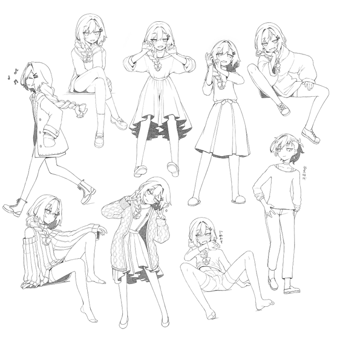 七彩ちゃんの服が決まらないのでいろいろ着せたりする落書きと女性的な服装髪型をやめたらちゃんと男性的にみえるか練習 