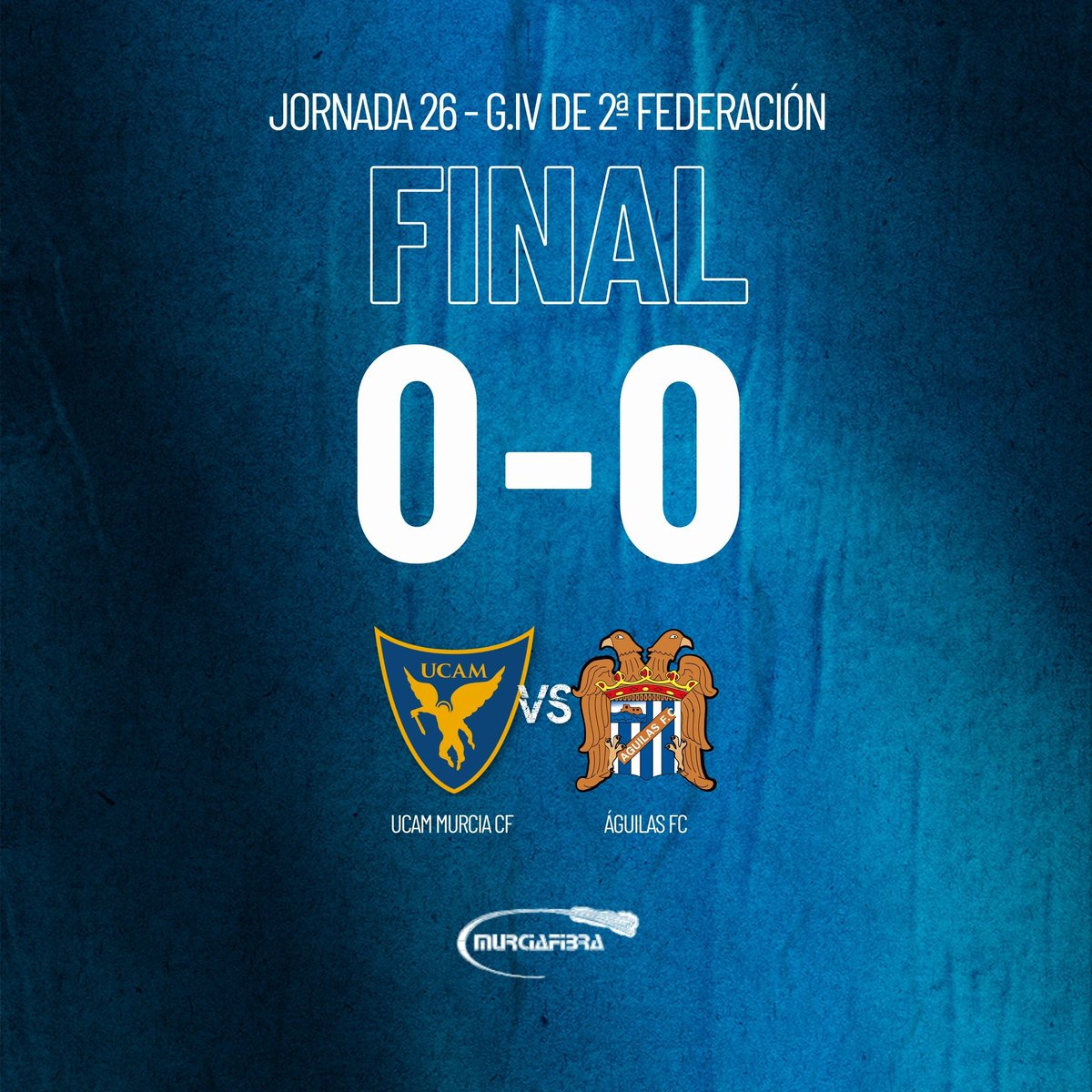 ⌚️ 90’ |0️⃣0️⃣ ¡Final! 

🏟️ Estadio BeSoccer La Condomina. 

⭐️ Partido <a href="/Murciafibra/">MurciaFibra</a>. 

#UCAMMurciaÁguilas | #EspírituInquebrantable