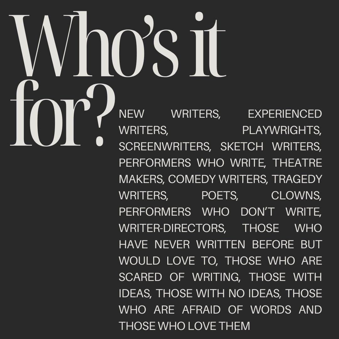 My Writing for Performance workshop series is BACK and after the success of the last one, I’m so so excited to work with a new group of artists - and that could be YOU!

More info in the graphics below and booking available and advised via link ⬇️

outsavvy.com/event/18952/wr…