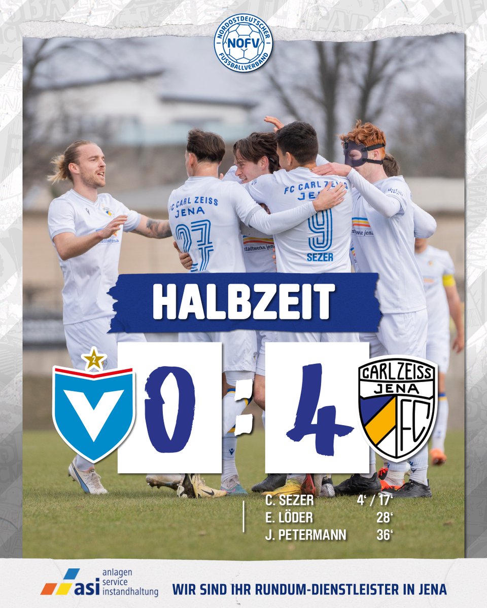 fccarlzeissjena's tweet photo. 𝐇𝐀𝐋𝐁𝐙𝐄𝐈𝐓
Wow, damit war nicht zu rechnen.
Statt der erwarteten Hammer-Aufgabe hier beim Tabellenvierten führt unser FCC mit sage und schreibe 4:0 zur Halbzeit.
💙💛🤍
#FCC #MehrAlsFussball #fccarlzeissjena #VIKFCC #regionalliga #regionalliganordost https://t.co/gDyMmh1oBA