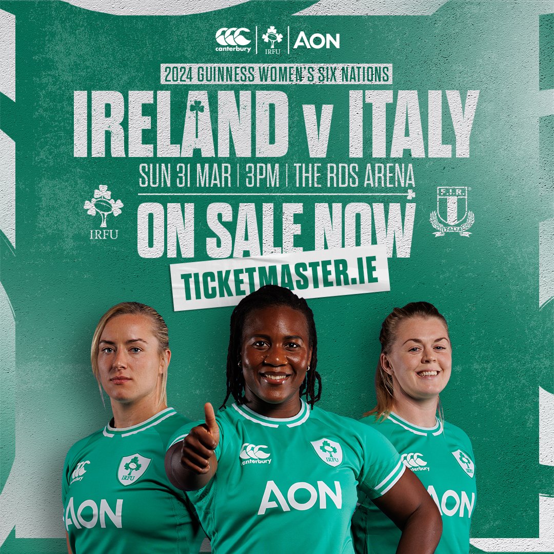 Join us at The RDS Arena on March 31st as Ireland take on Italy in their first home game of the Guinness Women's Six Nations. ☘️🏉 Get your tickets now through the link in our bio. 👆🔗 #RDSEvents #GuinnessSixNations #InternationalWomensDay #IrelandRugby