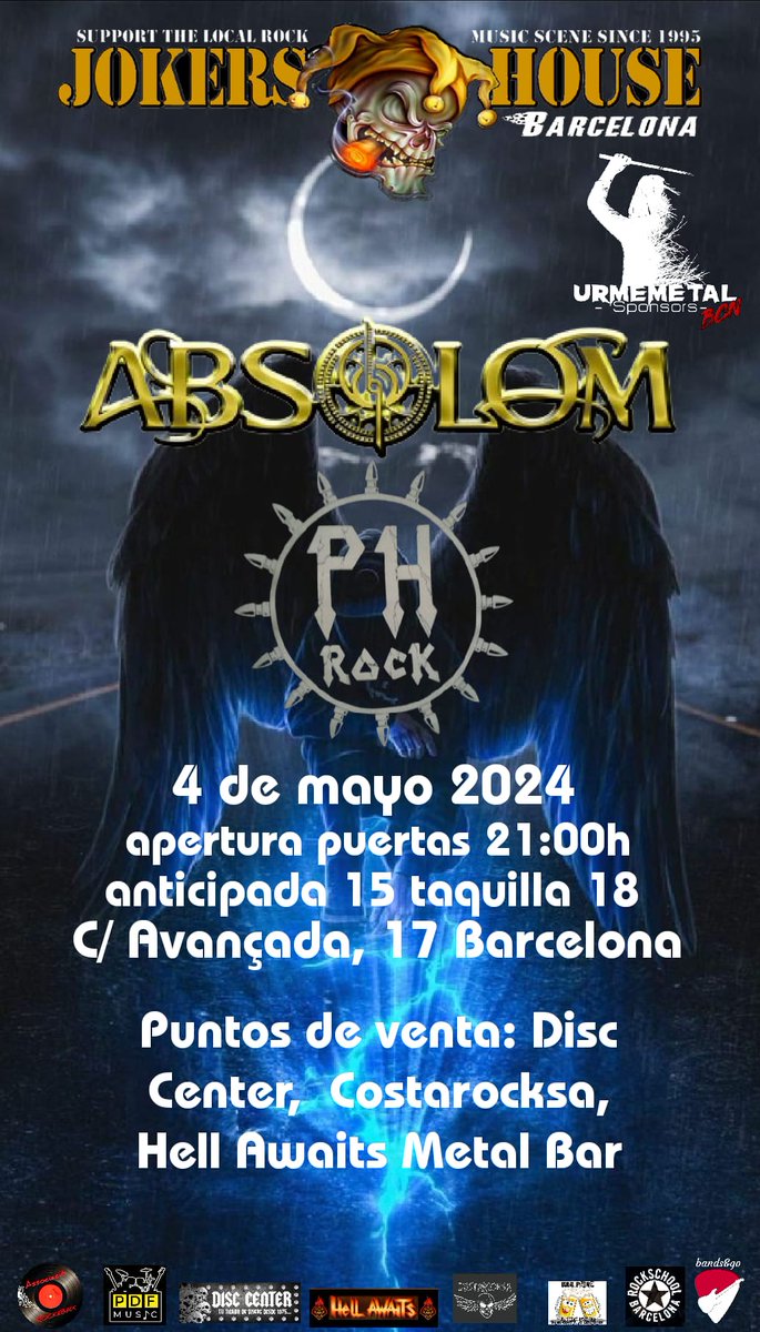 MaoloAbsolom's tweet photo. Absolom en #Barcelona el 4 de Mayo en la @sala Joker,s donde puedes conseguir #camiseta de #absolommetal con los #cuernos #metaleros escríbenos con tus datos al correo: info@absolommetal.com
todo sobre material de @Absolommetal #CD, #camisetas, #jarras, #pegatinas, #sudaderas. https://t.co/NVD5RtRY0y
