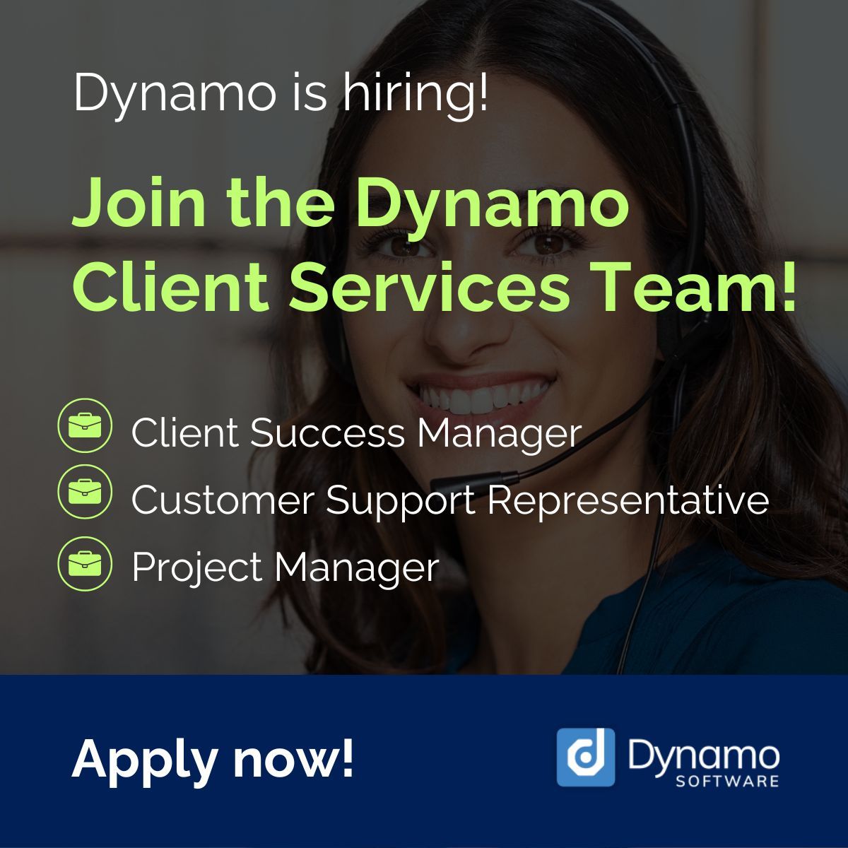 Explore new job opportunities at Dynamo!

The Dynamo Client Services team has several open positions that support our clients and help them reach their goals.

Learn more about these opportunities at 
buff.ly/43wNHA8

#DynamoCareers #TeamDynamo #ClientServices