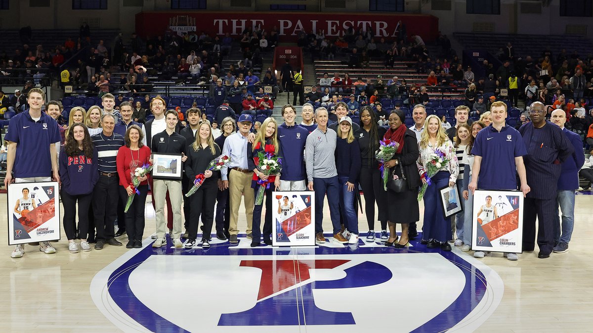 Last night was Senior Night. Emily, Chi and Andrew...thank you for your hard work and dedication to this program as managers. Clark, Latch and Colin...leaders on and off the court. Sad you only got three years. Our future success began with you. #Whānau | #FightOnPenn 🔴🔵🏀