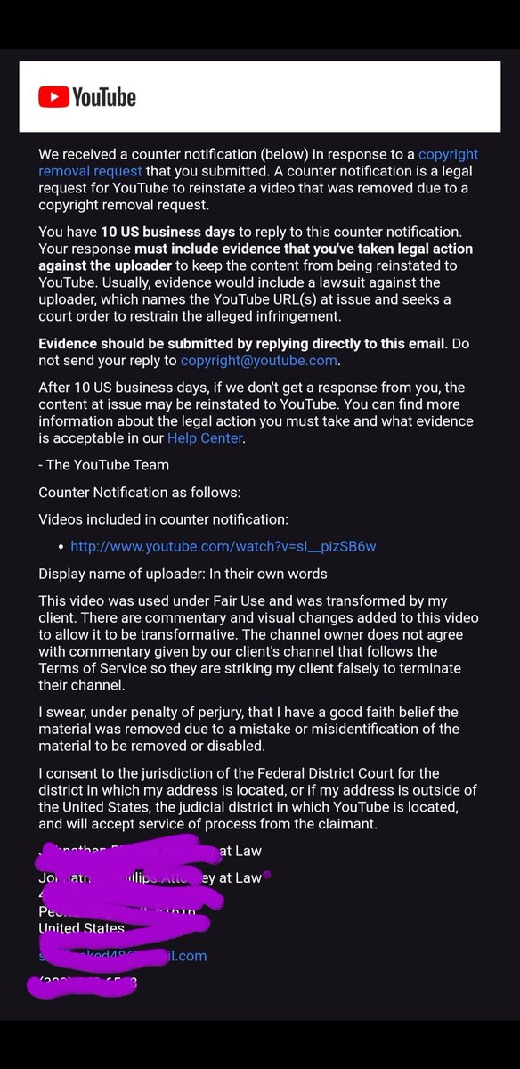 <a href="/TeamYouTube/">TeamYouTube</a> This channel is impersonating my attorney. This is not only illegal but against TOS. Please look into this ASAP. Attorney is taking the legal route but this channel violated TOS &amp; needs removed for the impersonation policy!youtube.com/@InTheirOwnWor…