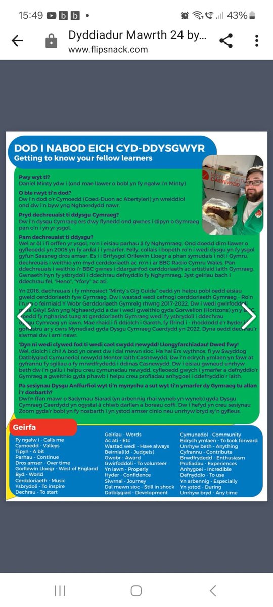 MintysGairGuide's tweet photo. super shocked to wake up to this heddiw (today) 🤯

@LearnCymraegCF wedi gofyn fi (had asked me) couple of questions when I started working with @MICasnewydd 

Doedd dim syniad gyda fi - I had no idea it was going to be in this months @learncymraeg magazine! 😳😳😳😳

DIOLCH ❤️🔥

Massive shout outs to @SwnFestival @Miwsig_ and @HorizonsCymru ❤️