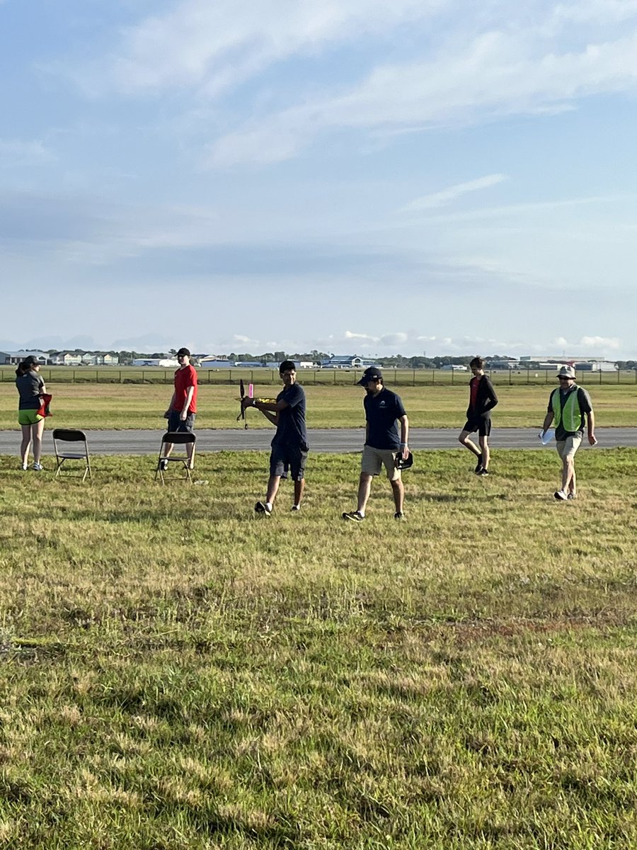 Micro walking back after the first flight of the day