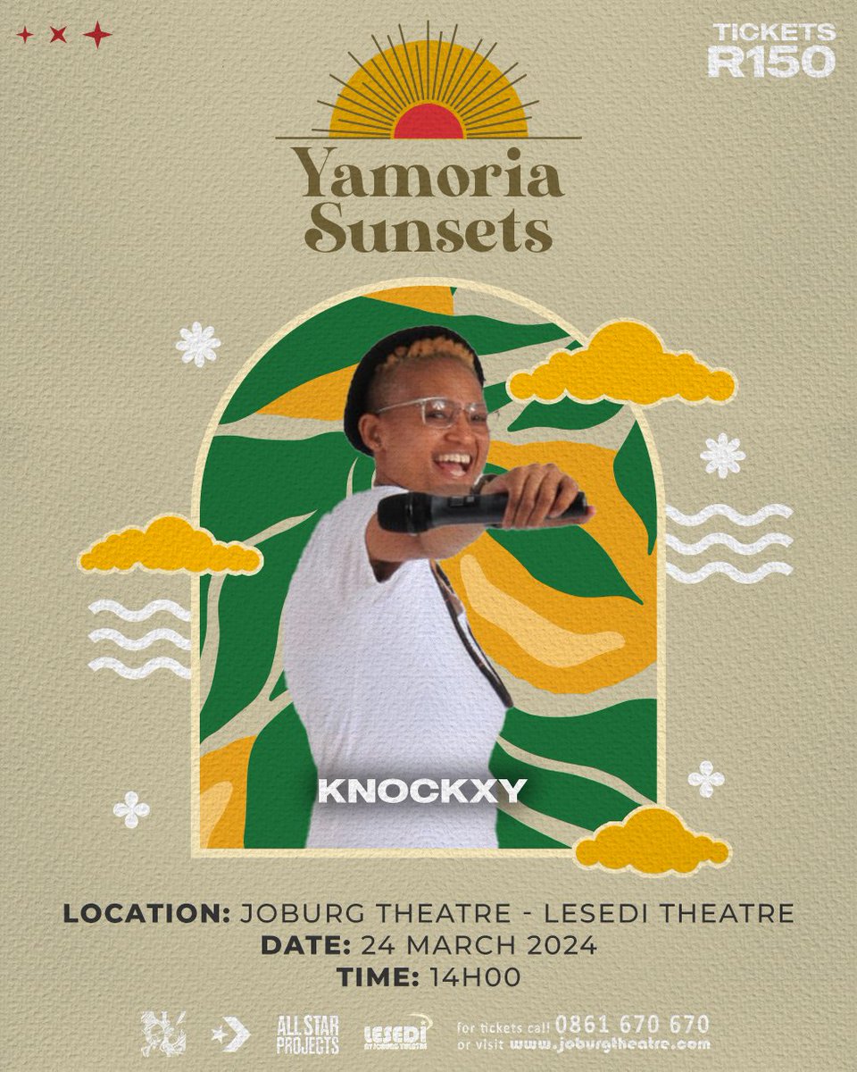 And last but never least, vocalist and instrumentalist Knockxy🔥🔥🔥
We have previously shared a stage with this talent and its such a pleasure to do it again🥺
Get yo' tickets 🎟,  it's a Date🥰
webtickets.co.za/event.aspx?ite…