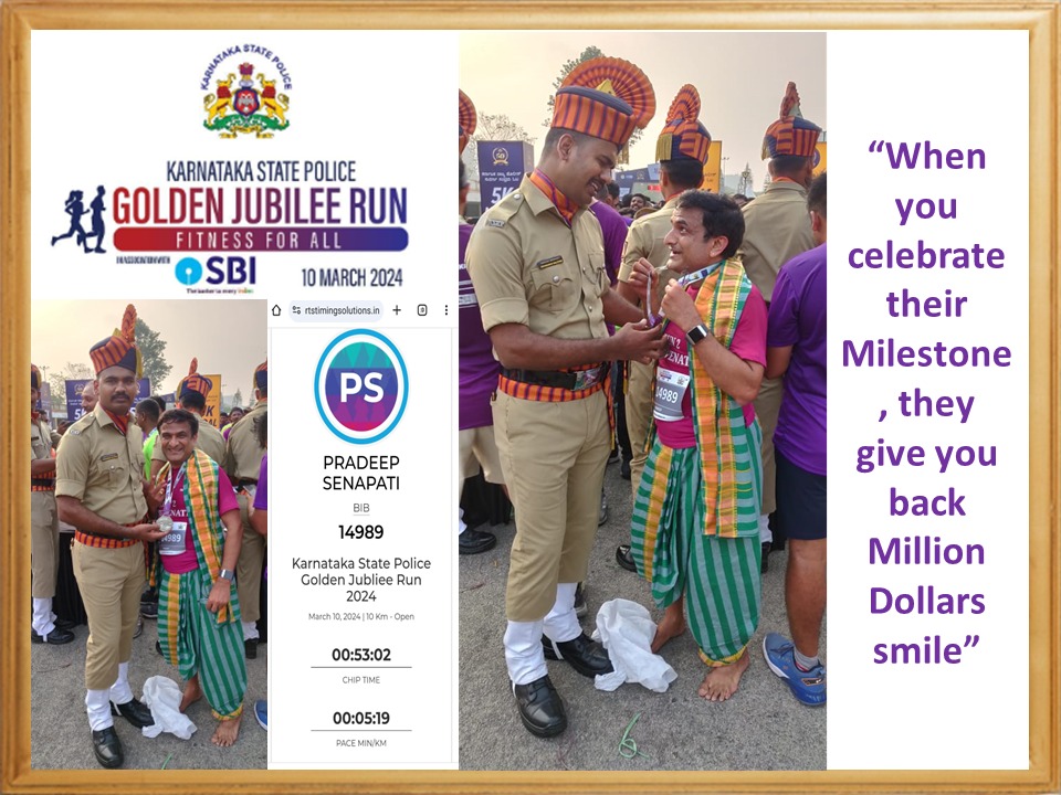 PradeepKSena's tweet photo. “When you celebrate their Milestone, they give you back million Dollars smile�� . It was privilege to run my 25th #BAROTI (#Barefoot + #Dhoti ) in this historic run
@kspfactcheck , @DgpKarnataka , @BlrCityPolice , @StateBankofInd7 , @NEBSportsEPL , @Run2Rejuvenate, @Sports https://t.co/SYi5QySmSG
