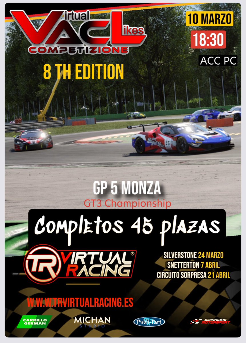 Titanium__Red / M.Lucas (@titanium__red) on Twitter photo Hoy tenemos el gusto de tener en PC el. Campeonato 8ª edición de #AssettoCorsaCompetizione <a href="/VirtualACCLikes/">VirtualACCLikes</a> a tope. Desde las 18:30 en directo en el canal de <a href="/TRVirtualRacing/">Titanium Red Virtual Racing</a> 🎙️ twitch.tv/titanium__red Hoy tenemos el gusto de tener en PC el. Campeonato 8ª edición de #AssettoCorsaCompetizione <a href="/VirtualACCLikes/">VirtualACCLikes</a> a tope. Desde las 18:30 en directo en el canal de <a href="/TRVirtualRacing/">Titanium Red Virtual Racing</a> 🎙️ twitch.tv/titanium__red