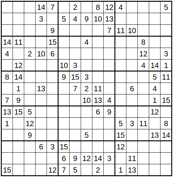 robakun2011's tweet photo. #数独 #sudoku #ナンプレ #numberplace
色んなサイズの難問です(*^^*)
基本的な解き方だけでは解けません ;^_^A💦
#robakun https://t.co/GjSJS3AuZW