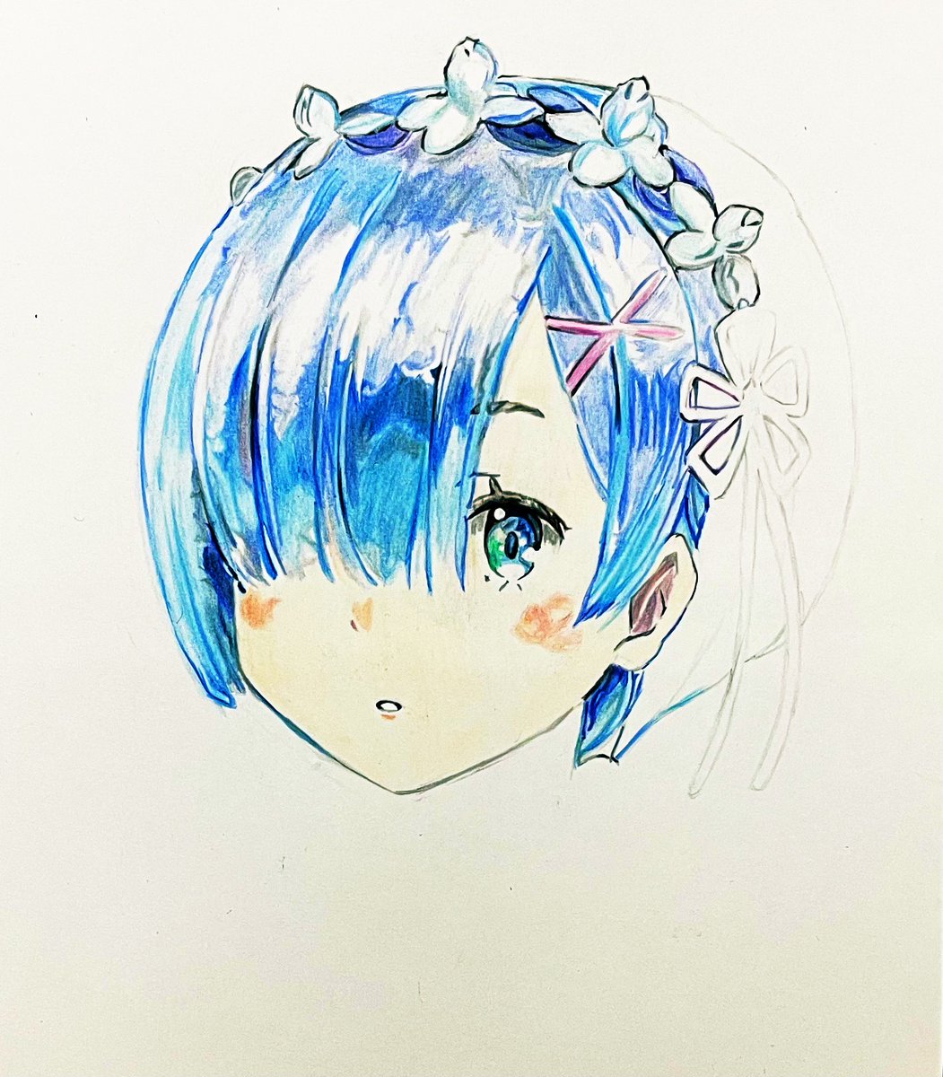 リゼロ「ここまで進みました#リゼロ#レム#色鉛筆#模写 」|ダインのイラスト