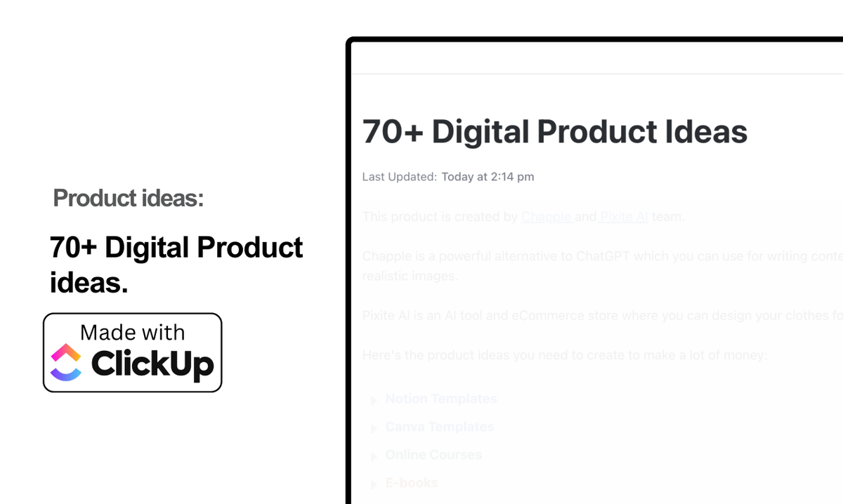 Chappleai's tweet photo. Digital products can make you $200k/yr.

But sadly beginners don't know what products to create.

So, we created this 70+ digital product ideas guide for you.

To get this for free:

1. Like/RT
2. Comment "Create"
3. Follow me (so, I can DM) https://t.co/GRHYkdHDwp