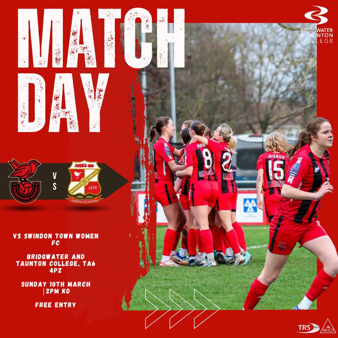 BridgwaterUtdW's tweet photo. ITS MATCH DAY ⚫️🔴
We host @swindontownwfc this afternoon
Can’t wait to see you all there⚽️
#weareunited #womensfootball
#fawnl #bridgwaterutd
https://t.co/3O0KMdMcD5 https://t.co/vI9nu1ta0y