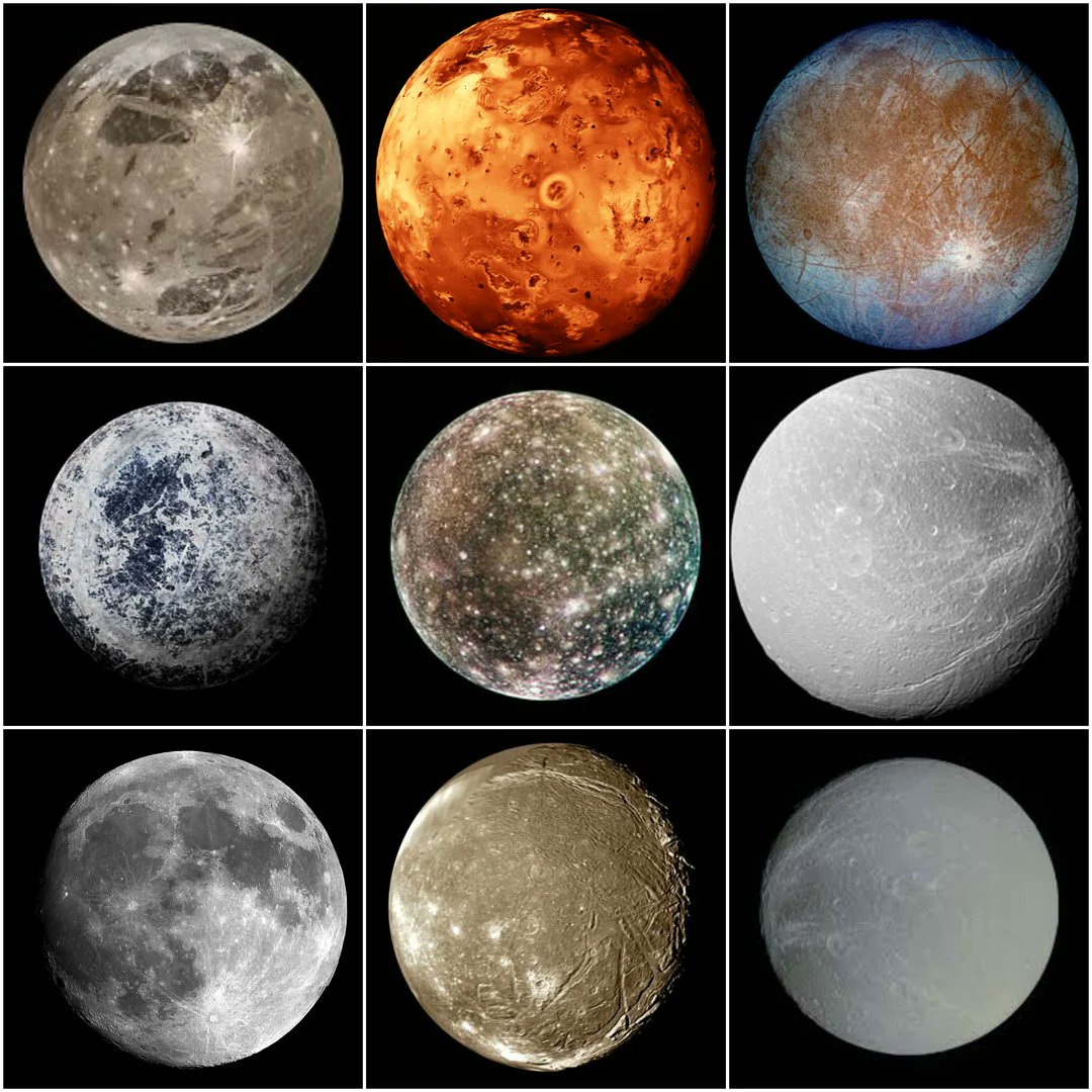 One of these is a frying pan, the rest are moons in our Solar System. Can you find it?