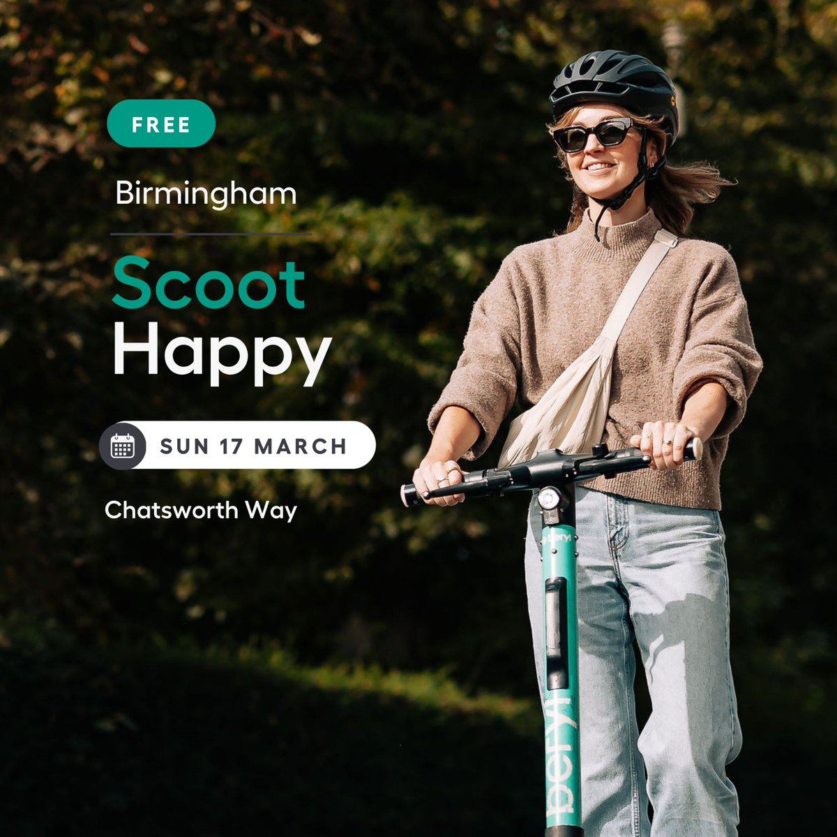 Birmingham, you have exactly one week to go until your next Scoot Happy event! Learn how to get riding on the road, with confidence. Plus all attendees get 200 minutes free with Beryl. 🛴 Sign up now: eventbrite.co.uk/o/beryl-335735… @TransportForWM @ecobirmingham #Birmingham