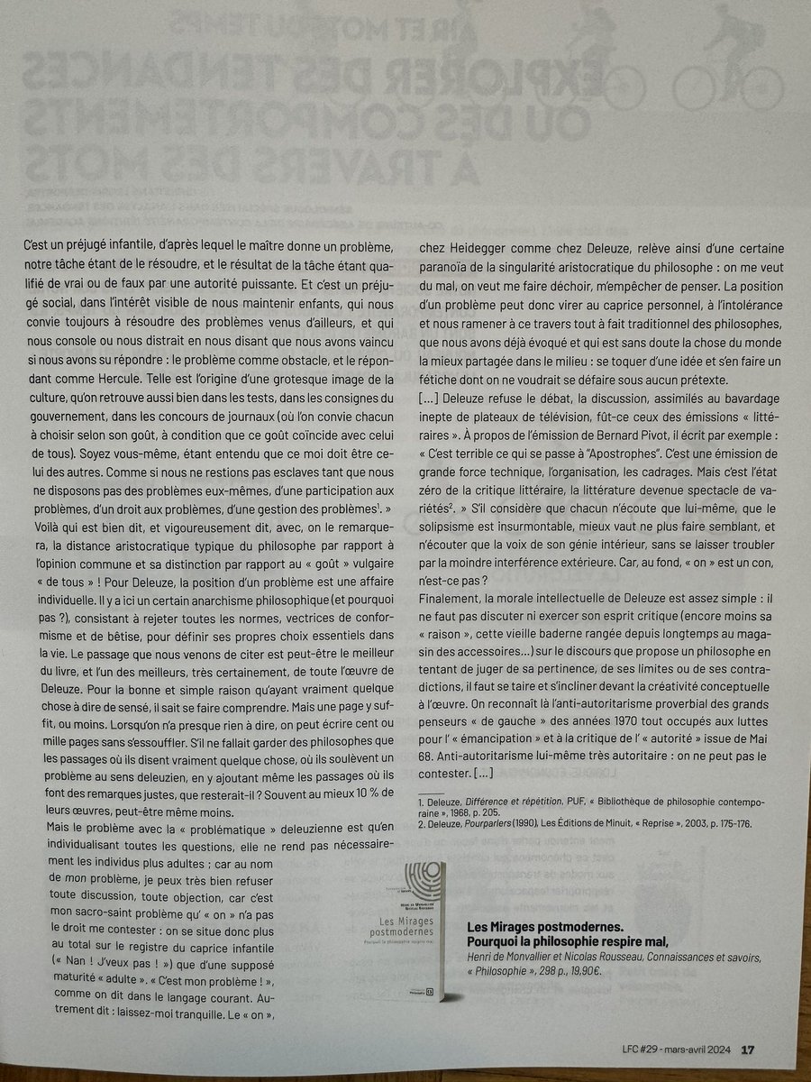 Mon bloc-notes dans le numéro 29 (mars-avril) du magazine sur abonnement La Fringale Culturelle, « Les mirages postmodernes », bonnes feuilles de mon dernier livre co-écrit avec Nicolas Rousseau et publié chez Connaissances et Savoirs. @LaFringaleClle @CSavoirs