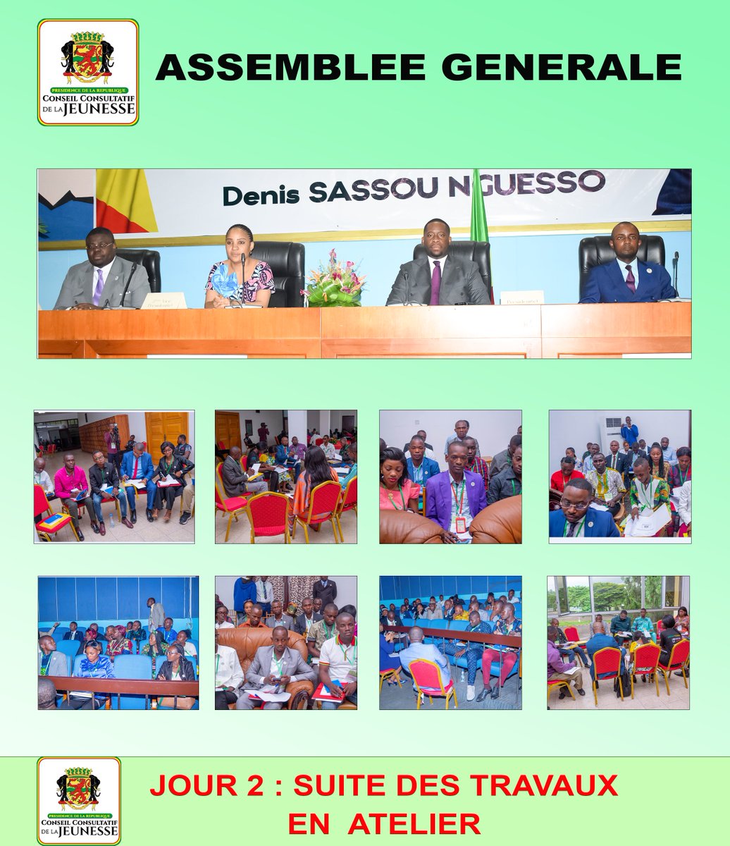 🔴 ASSEMBLÉE GÉNÉRALE Jour 2: Suite des travaux en ateliers  

Venus des (12) départements du Congo et de la diaspora, les membres de l'Assemblée Générale ont été répartis en ateliers thématiques.  

✅ Pour plus d'infos,👉youtu.be/2uj3SPJhvyY

#celluledecommunicationccj