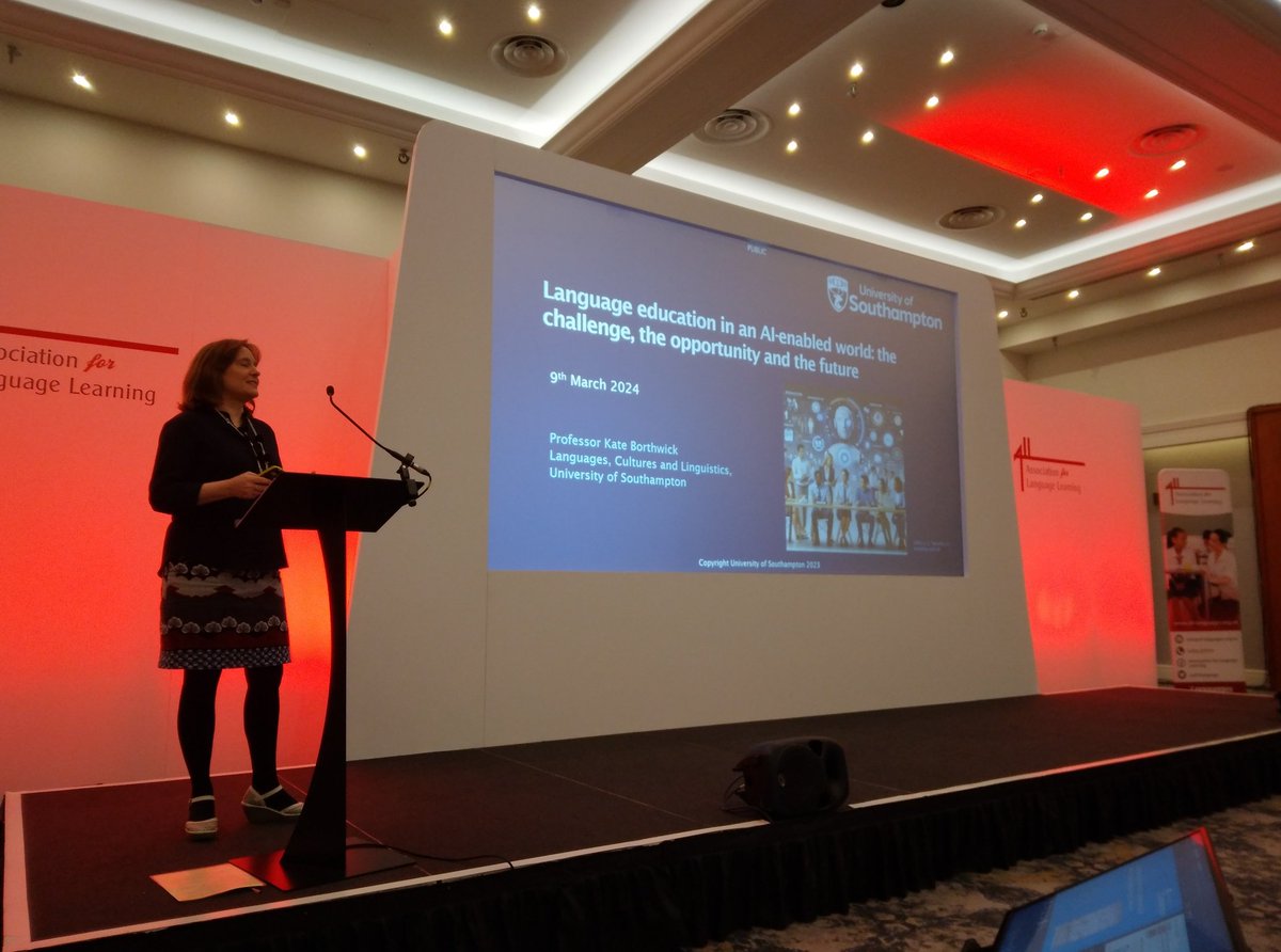 Joe Dale (@joedale) on Twitter photo At the 2024 <a href="/ALL4language/">ALL Languages</a> conference I was fortunate enough to attend a fascinating keynote by <a href="/KBorthwick/">Prof. Kate Borthwick</a> from the University of Southampton, entitled "Language Education in an AI-Enabled World: The Challenges, Opportunities, and the Future." At the 2024 <a href="/ALL4language/">ALL Languages</a> conference I was fortunate enough to attend a fascinating keynote by <a href="/KBorthwick/">Prof. Kate Borthwick</a> from the University of Southampton, entitled "Language Education in an AI-Enabled World: The Challenges, Opportunities, and the Future."