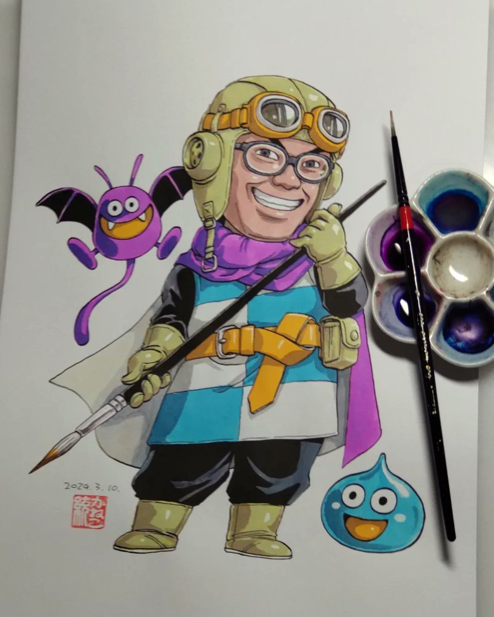 スライム肉まん 「ようやく気持ちが落ち着いてきたので僭越ながらイラストを描かせて頂きました。鳥山先」|かねこ 統（カネコ オサム）のイラスト