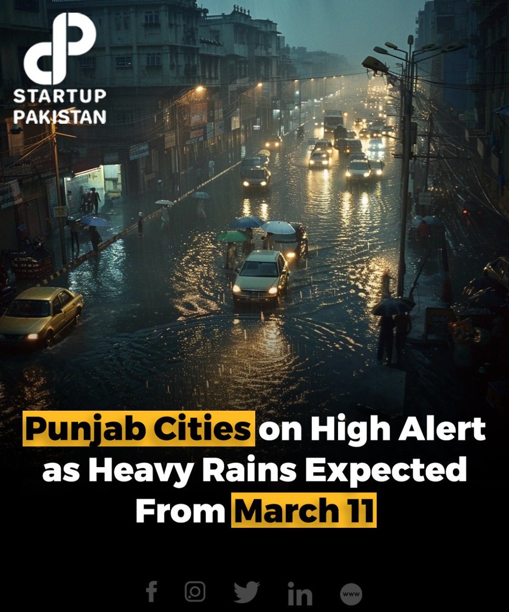 It appears you're sharing a news update regarding the weather forecast for Punjab, particularly focusing on the prediction of widespread rainfall from March 11 onwards. 

#punjab #rain #cities #highalert