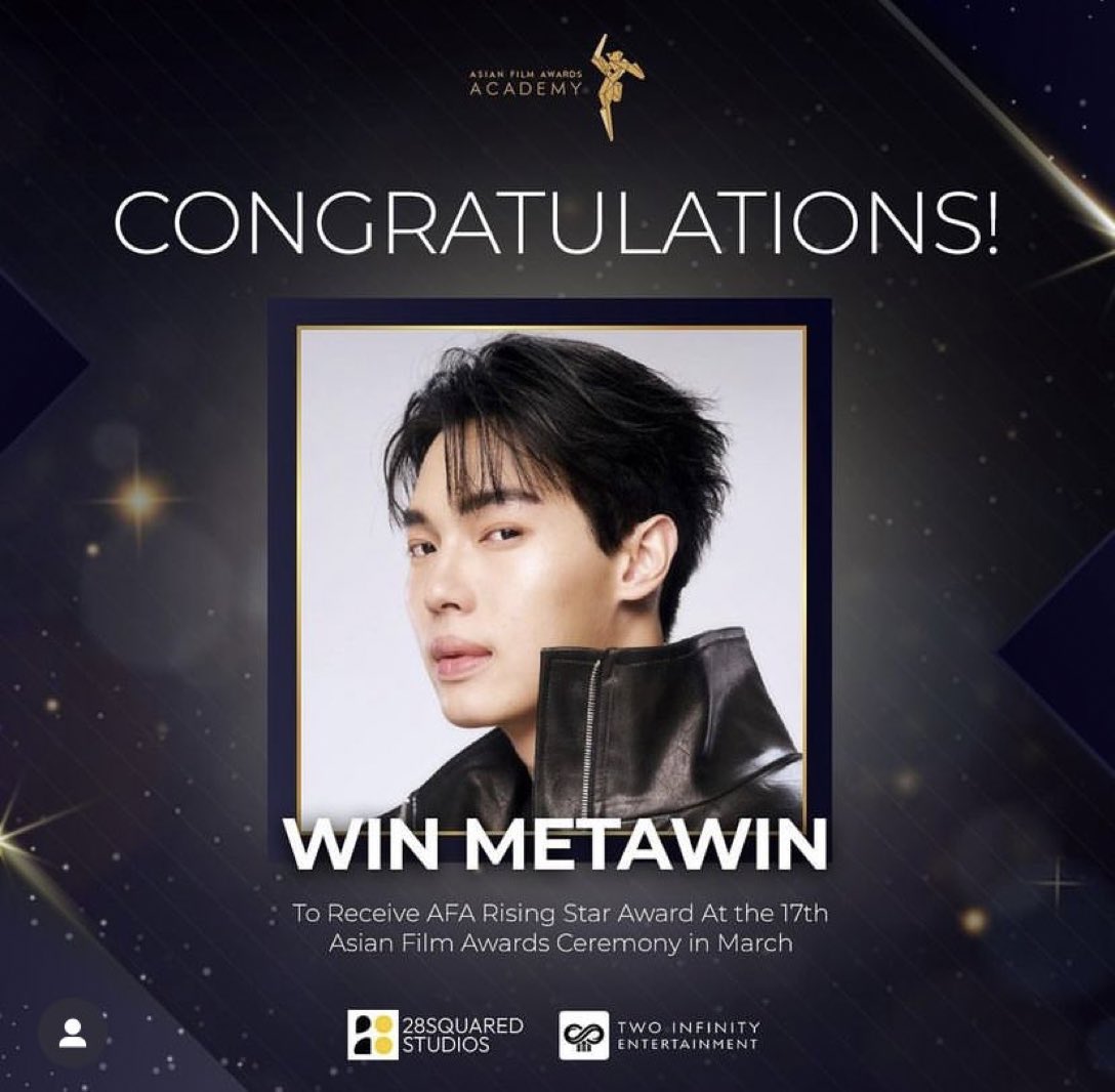 WinmetawinO's tweet photo. Congratulations on your success 🎉

CONGRATS WIN AFA17
#AFARisingStarWin
#UnderParallelSkies
#winmetawin 
@winmetawin https://t.co/OI1vZEUxwa