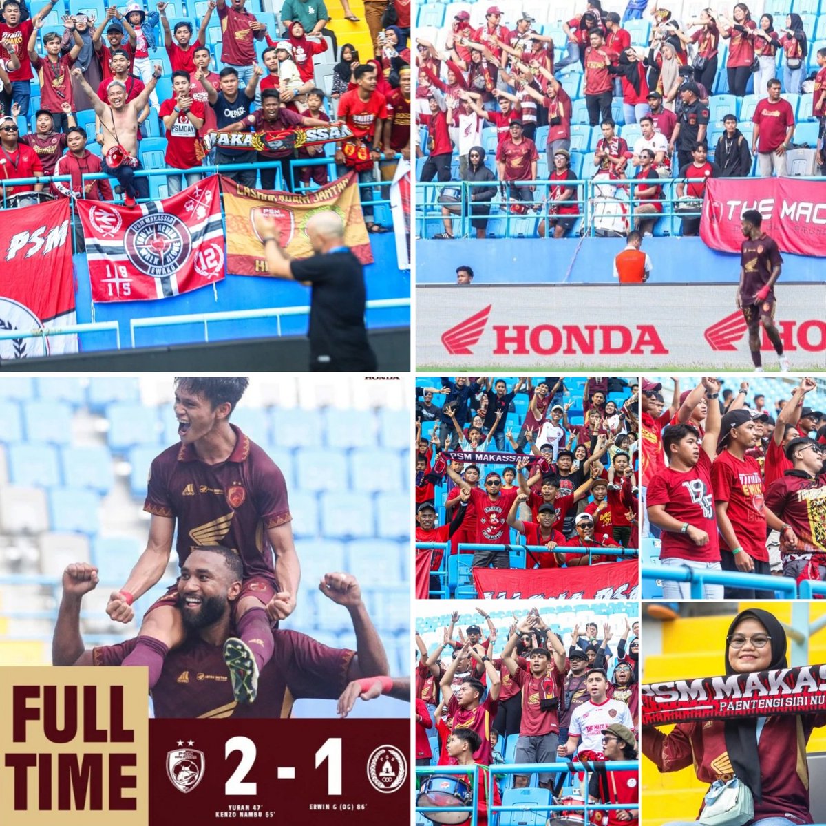 Thank you for the fantastic support of our fans in the stadium. It's in the difficult times that we see the true supporters of PSM Makassar.We know that they make sacrifices to be able to come and support our team.We win together, we lose together!Stay humble #ewako #psmmakassar