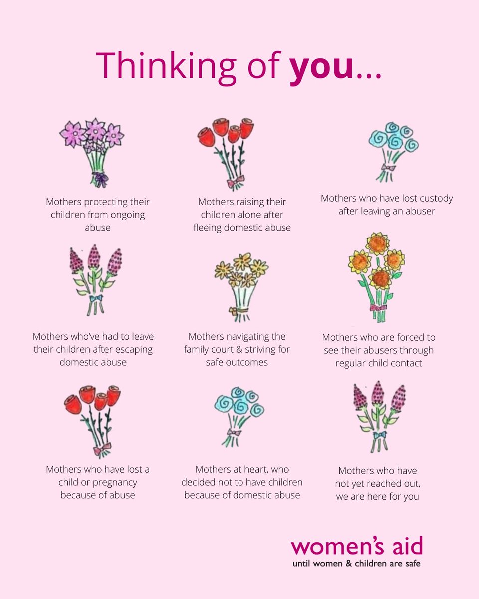 To all the mothers out there, we want you to know that you are not alone. We stand with you today and every day. If you need to talk, Women's Aid is here: Click to access support: ow.ly/WRmF50QMs3t💖 #MothersDay #EndDomesticAbuse #ComeTogether