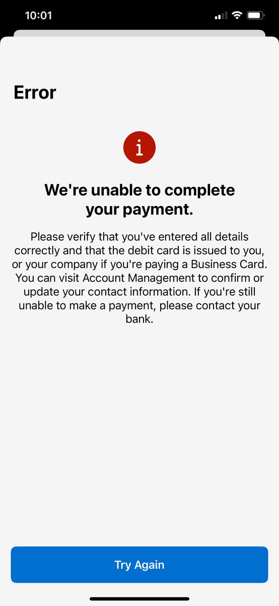 burnbubbaburn's tweet photo. @AmexUK for months now I’ve been unable to pay bill by using debit card on app. My card used to be saved and all was fine, but trying to add one now is impossible. Constant error messages https://t.co/5X7JT5qjWX