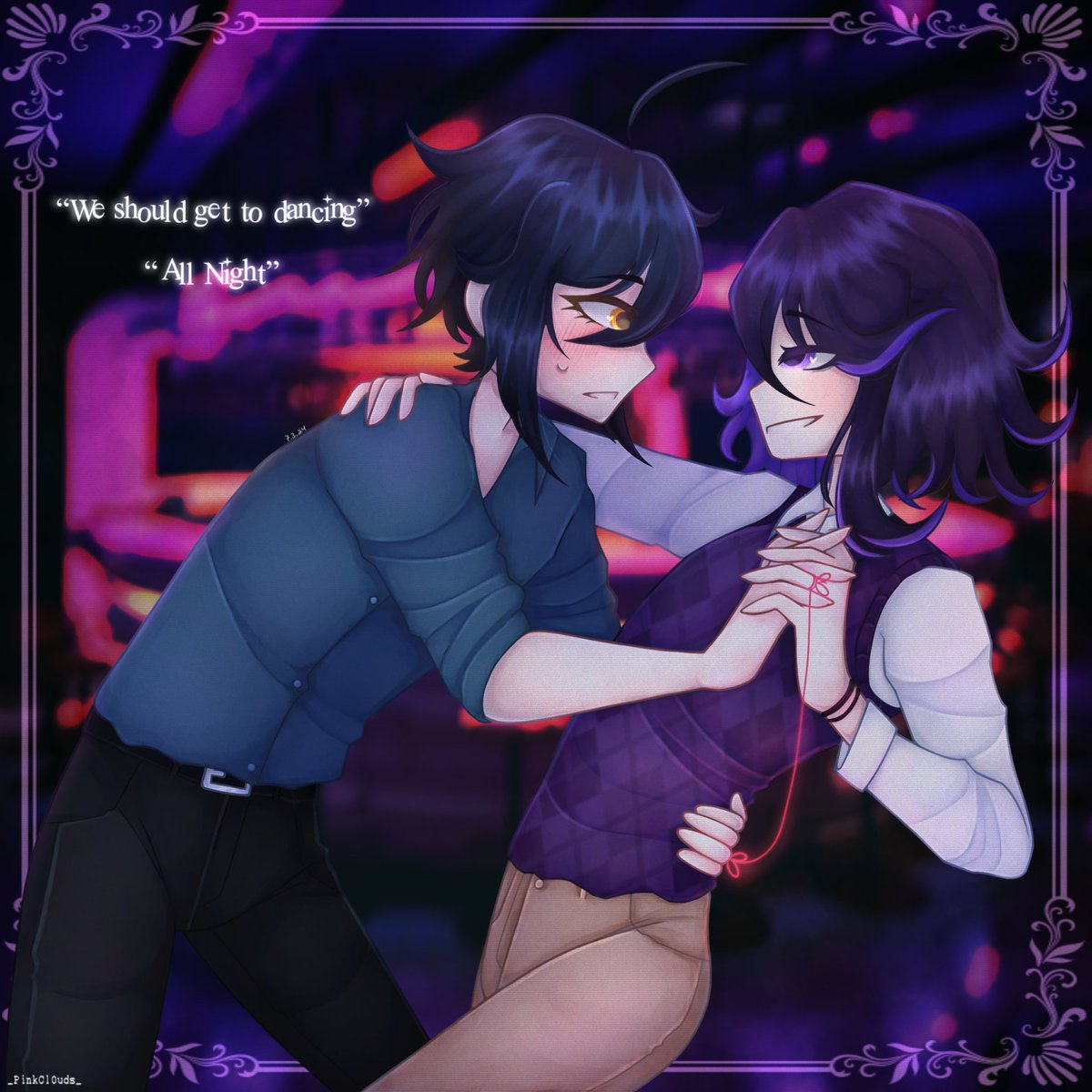 _PinkCl0uds_'s tweet photo. “Think we should get to dancing all night, all night 💋”

- Happy saiou day! Please go read Two Time by vernioq <3
•
•
•
ALL NIGHT by SNOW WIFE
#art #saiouma #drv3 https://t.co/baeSnq6ouZ