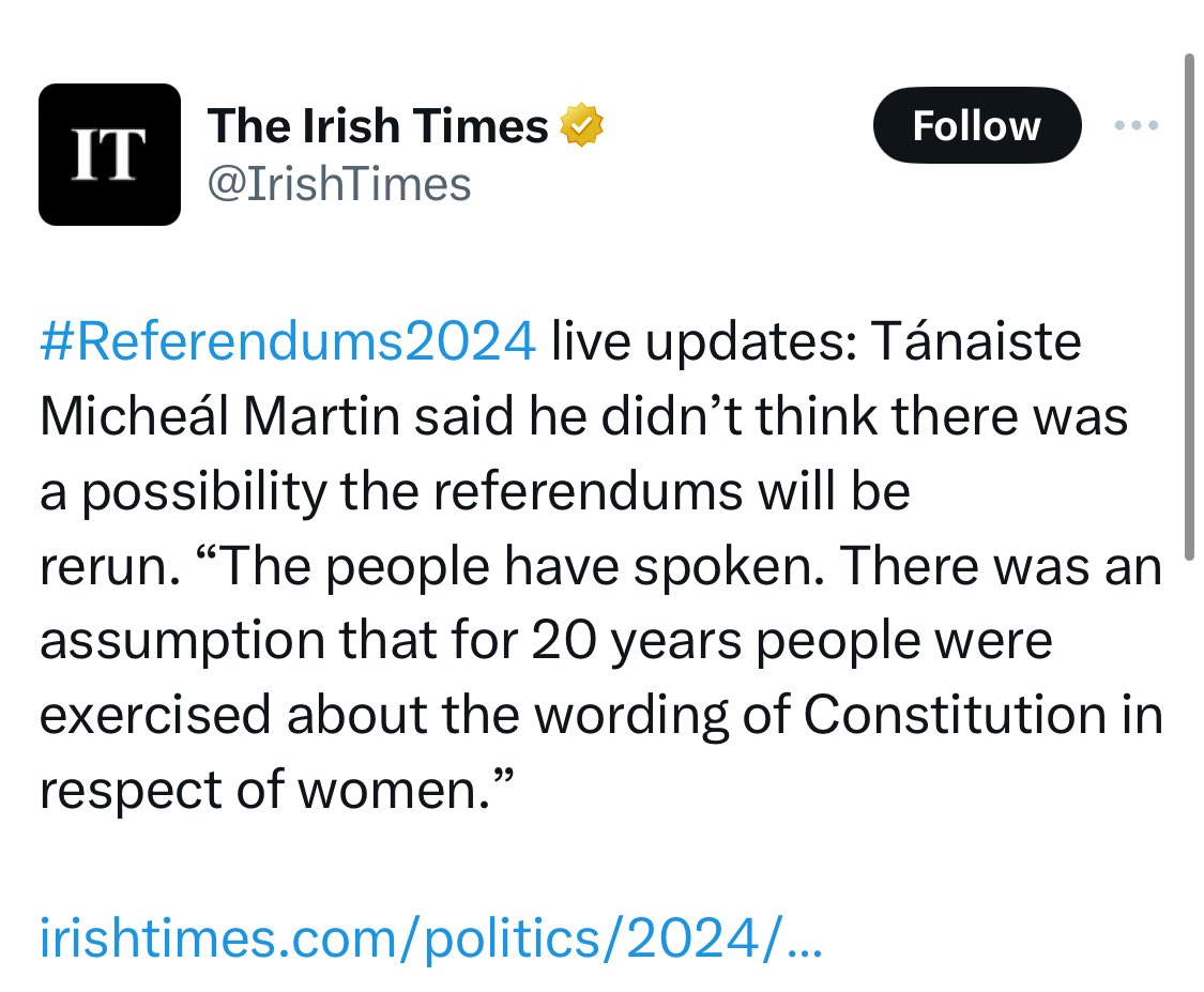 This was my fear about a no/no win - rather than listening to the people and realizing that change is wanted but with more suitable language they instead decide we are all happy with the status quo - absolutely worst of both worlds now