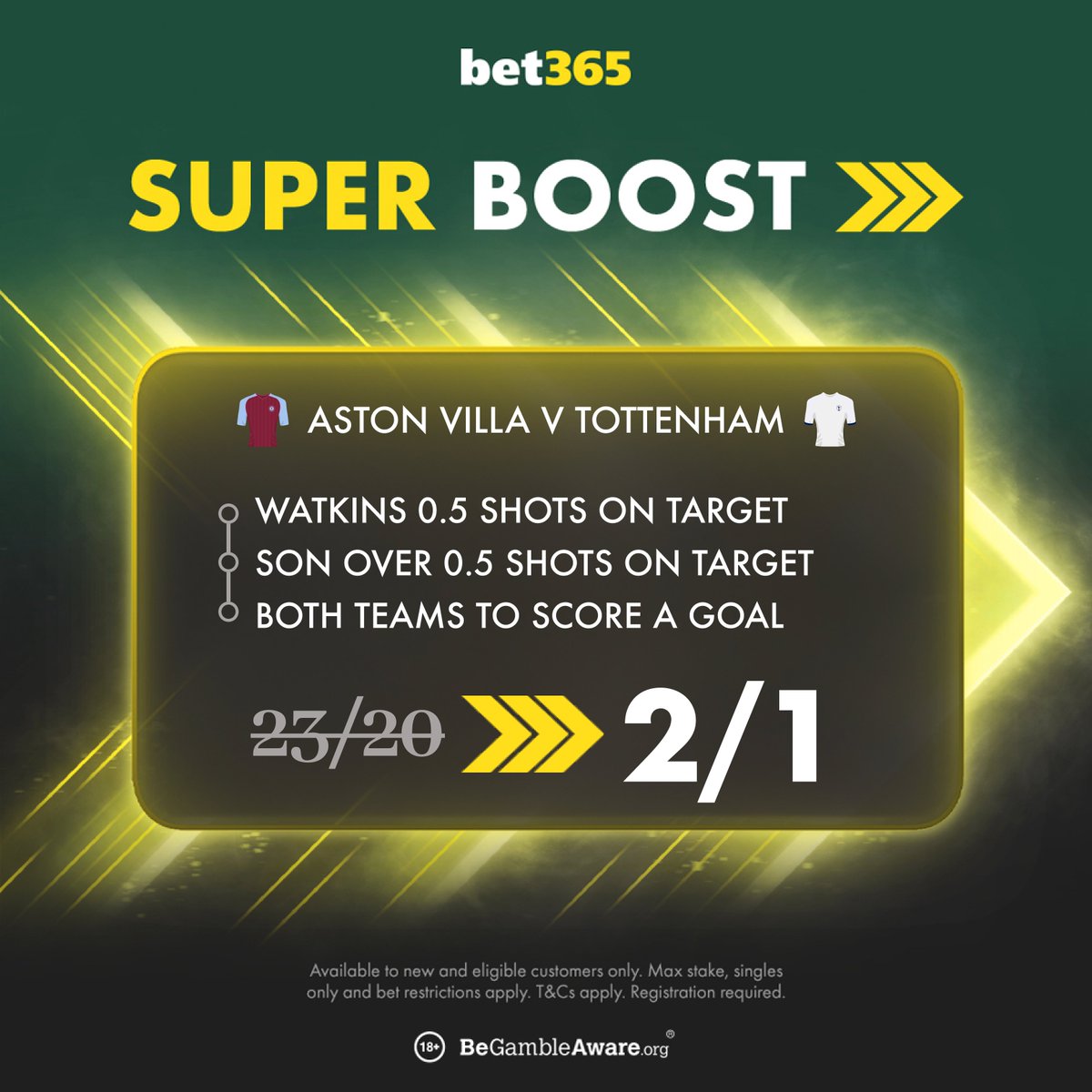 SmartAccaTips's tweet image. 🚨 BET365 SUPER BOOST 🚨

✅ Yesterday's WON!

😱 Was 23/20 ⏩ NOW 2/1! 🔥

💪 Available for EVERYONE.

👉 JOIN HERE: smartaccatip.link/Bet365Offer

🟢 Bet £10 on this as a NEW customer &amp;amp; get £30 in FREE BETS!

#Ad | New Customer Offer | 18+ | T&amp;amp;Cs Apply | BeGambleAware.org
