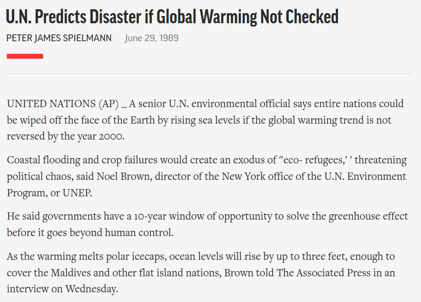 TonyClimate's tweet photo. The United Nations says we only have until the year 2000 to save the planet from global warming.
#ClimateScam 

https://t.co/at0qEEO3T5 https://t.co/6fKiPd879A