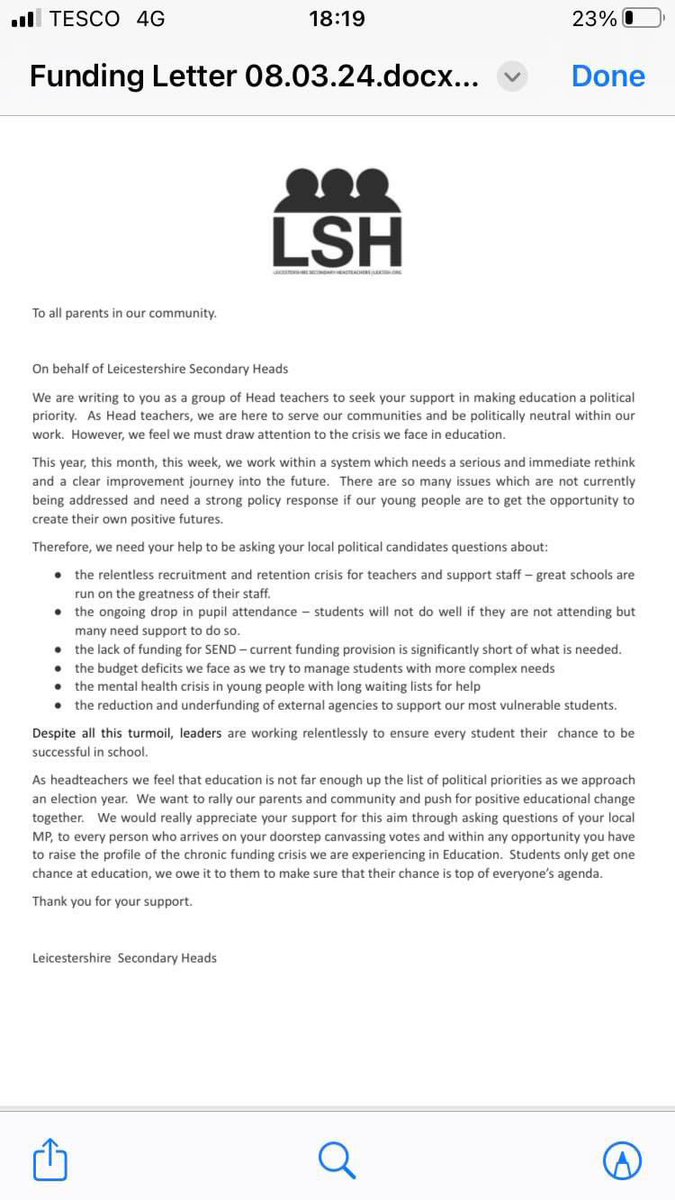 This letter from Leicester secondary school Headteachers has been shared on Facebook. I can only hope it’s shared far and wide.