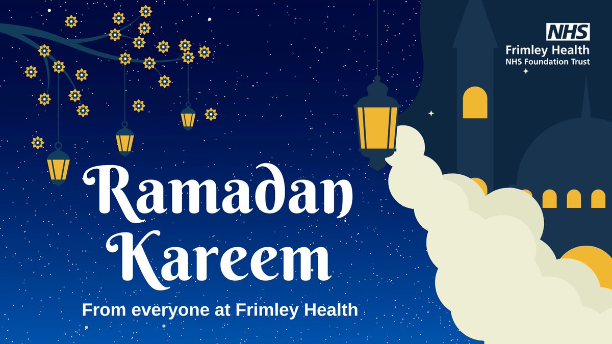 💙 Ramadan Kareem and blessings to all our NHS colleagues, patients, and visitors and to all those within our communities who are observing the holy month. We wish you a happy, safe and blessed #Ramadan @FrimleyHC #RamadanKareem #FrimleyHealthFamily