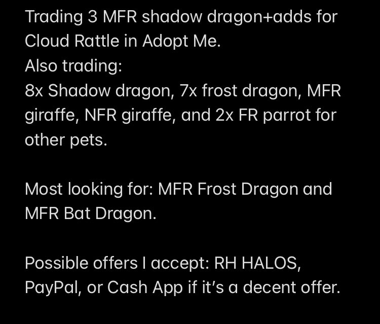 Feel free to offer. 
#royalehightrade #royalehightrading #royalehightrades #adoptmetrades #adoptmetrading #adoptmeoffers #adoptmetrade #royalehighcrosstrades #royalehighcrosstrading #royalehighcrosstrade