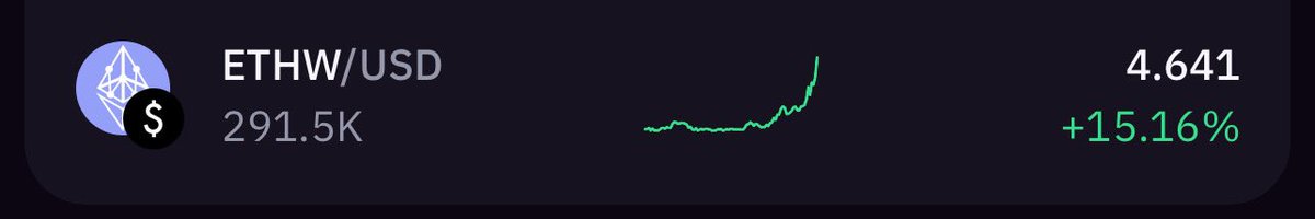 Does Hearts Law apply in regards to $HEX on ETHW? 🤔 Not sure what the liquidity is looking like over there, but I wouldnt be surprised to see powHEX make some moves if $ETHW keeps moving like this. Food for thought.