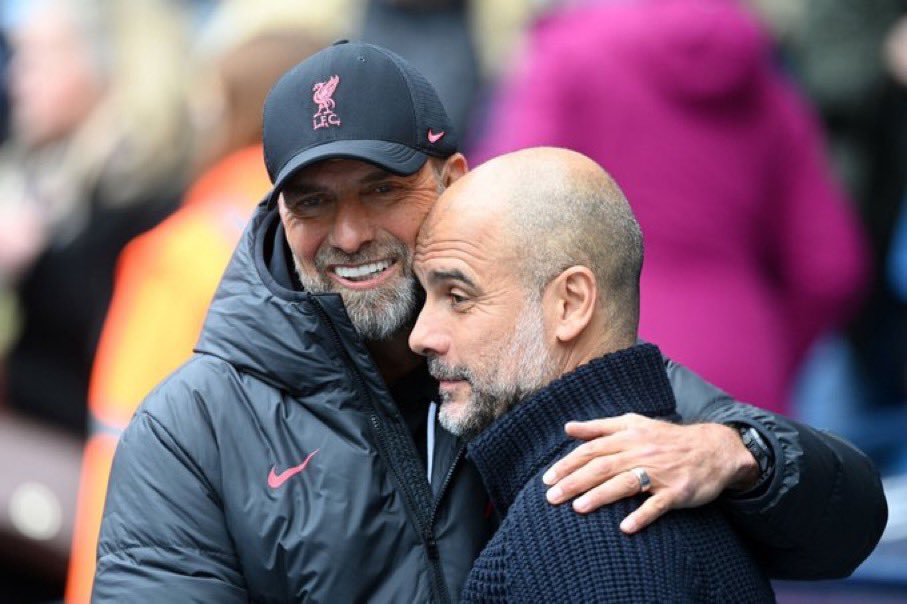 Jurgen Klopp and Pep Guardiola face off for possibly the last time today🥺

If both teams score when Liverpool host Man City we’ll give one follower a Premier League shirt of their choice👕

Just make you’re following this page and comment with the shirt you’d like👇

#LIVMCI