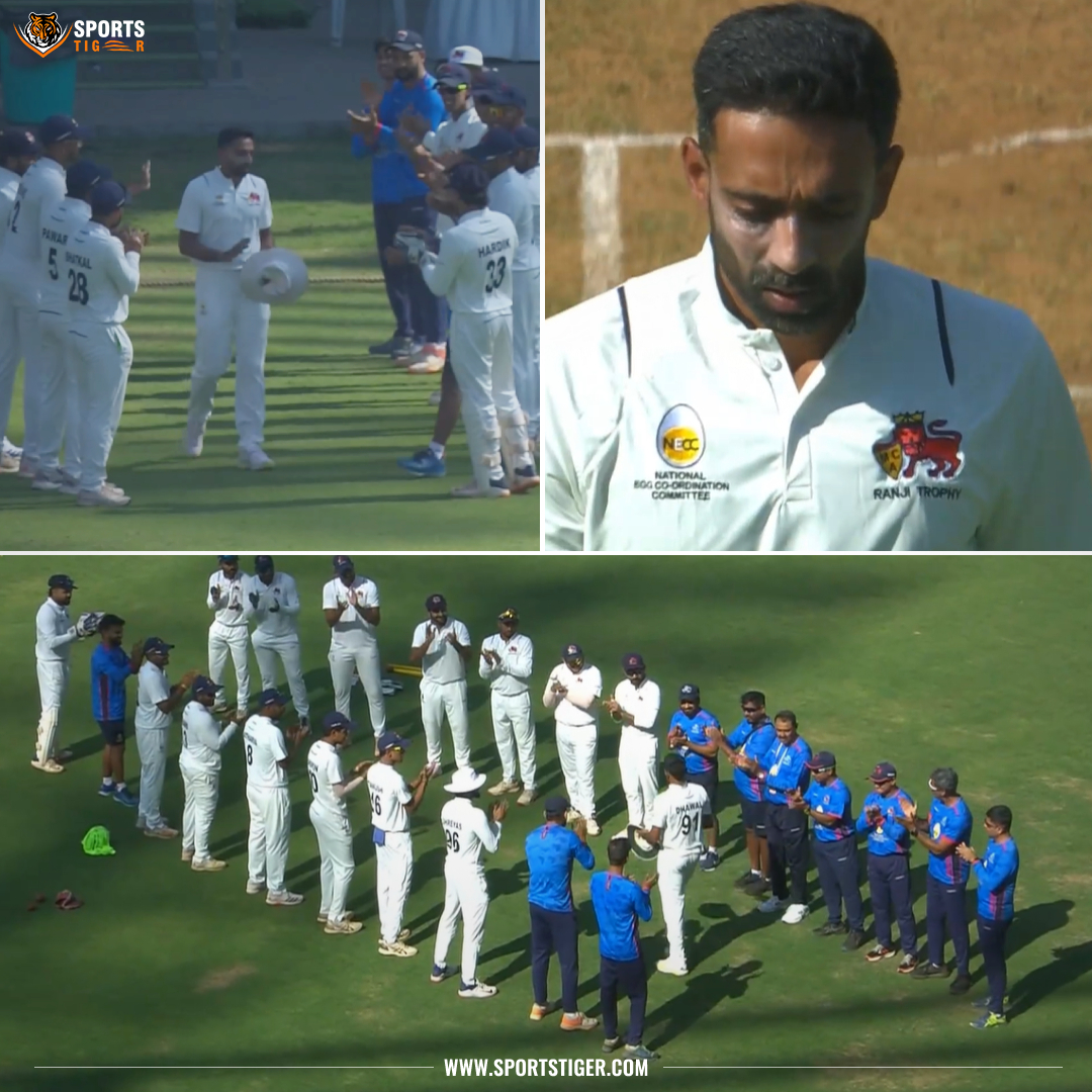 Veteran pacer Dhawal Kulkarni Receives a Guard of Honour from the Mumbai Team as he is playing last First-Class match - Dhawal playing his 6th Ranji Trophy Final - Dhawal is playing his 17th season in First-Class cricket Thank You, Dhawal Kulkarni 💙 📷: JioCinema…